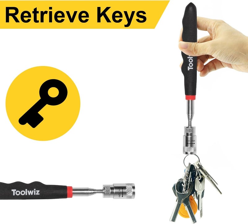 Toolwiz Magnetic Telescoping Pickup Tool 8 Lb, Portable Extendable Magnet Pickup Tool 7.7-32 Inch/19-80 Cm Extendable Retrieving Tool with Led Light, 8 Lbs Lifting Capacity Magnet Pickup Tool - Image 4